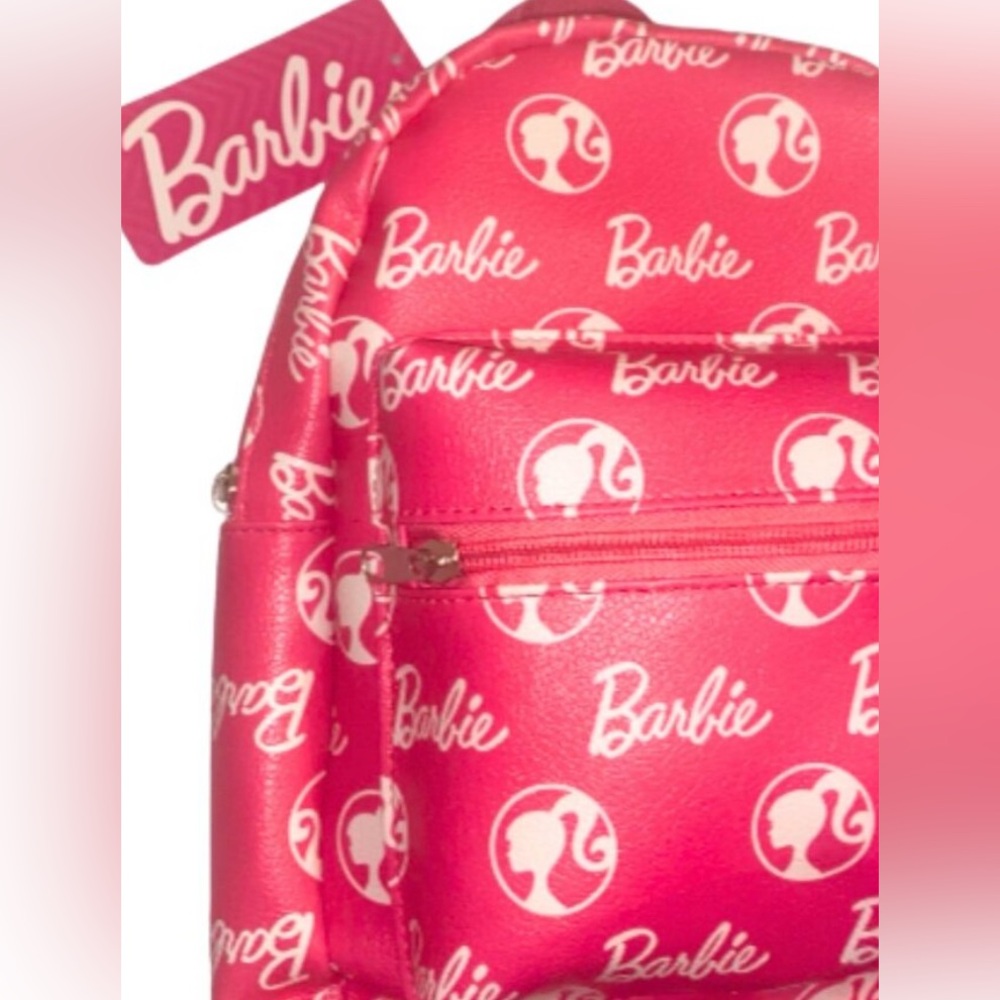 Barbie Mini Backpack Pink Faux Leather 11"